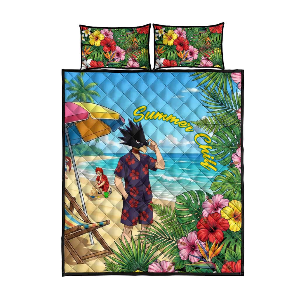 Fumikage Tokoyami Summer Chill Quilt Bed Set Tropical Anime Beach Mood