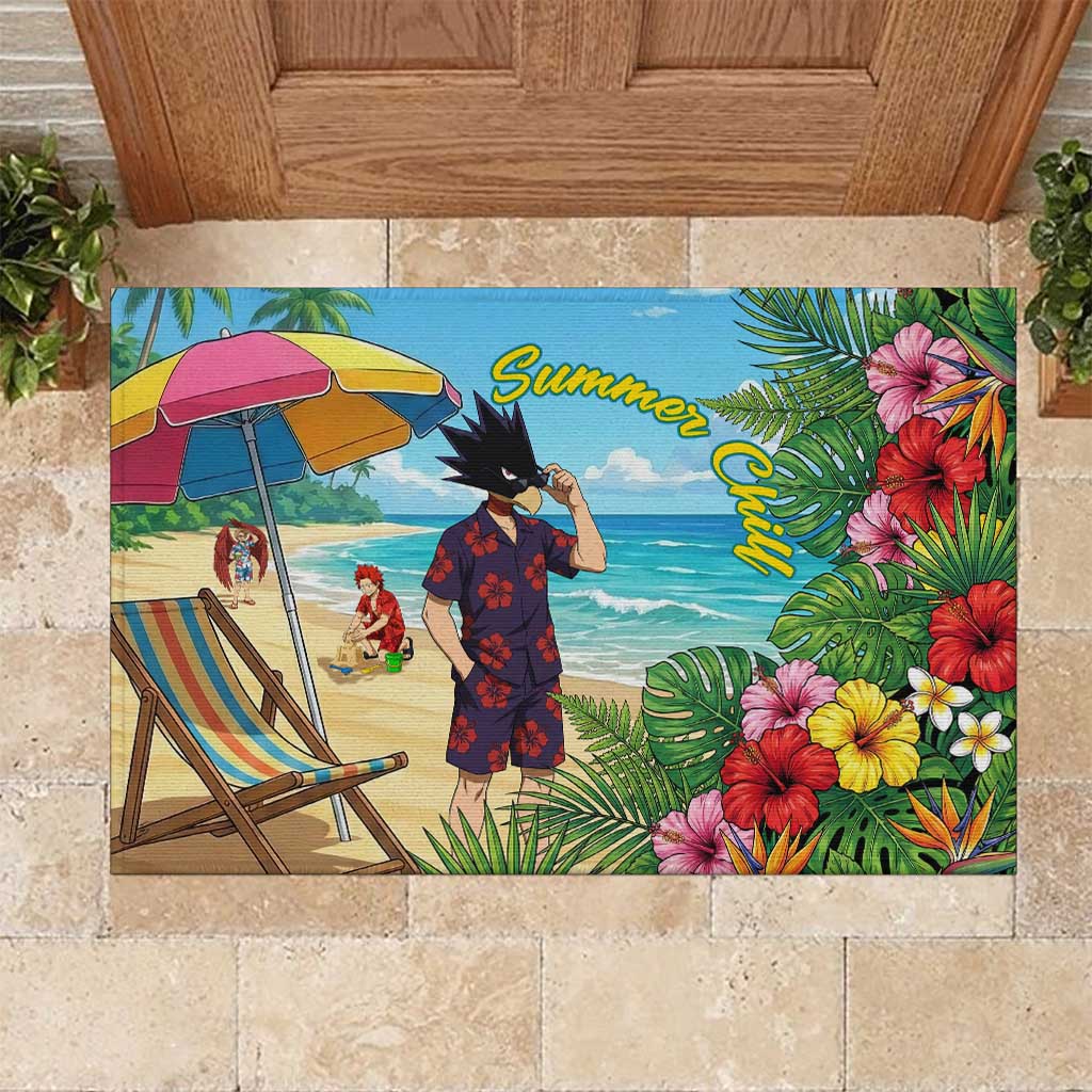 Fumikage Tokoyami Summer Chill Rubber Doormat Tropical Anime Beach Mood