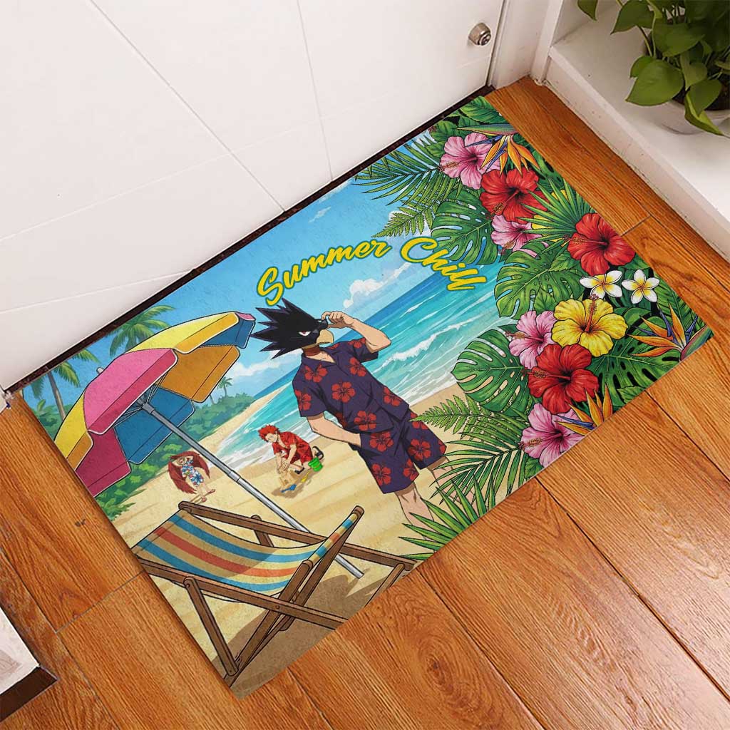 Fumikage Tokoyami Summer Chill Rubber Doormat Tropical Anime Beach Mood