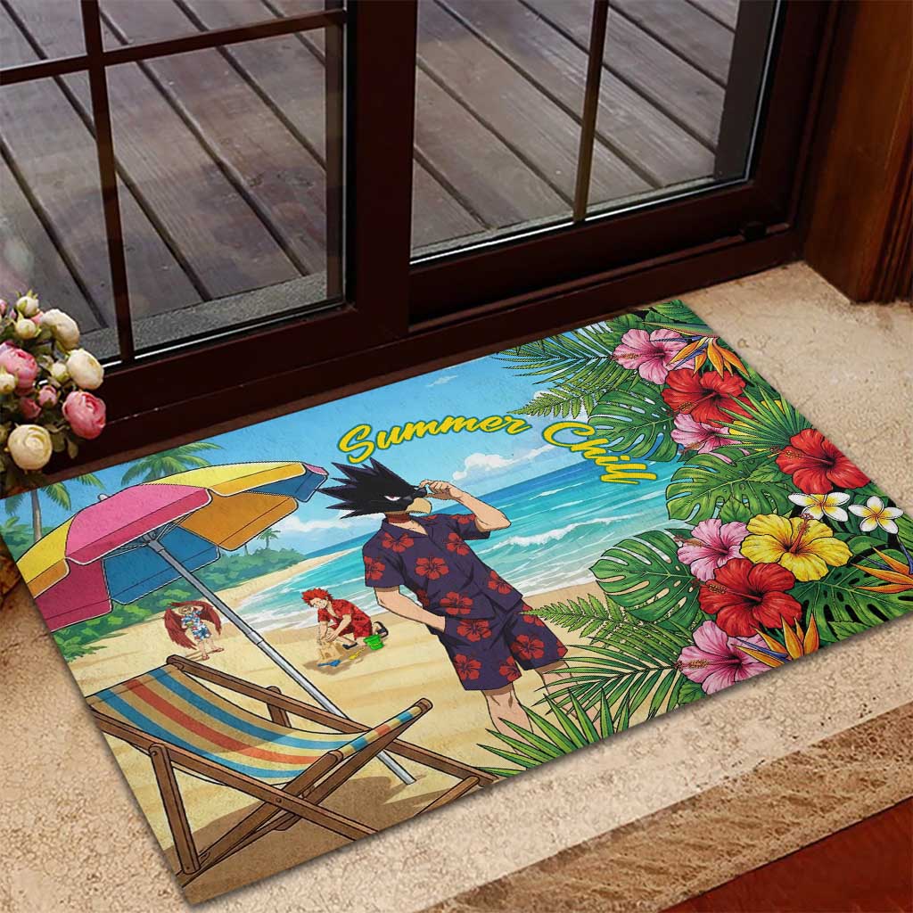 Fumikage Tokoyami Summer Chill Rubber Doormat Tropical Anime Beach Mood