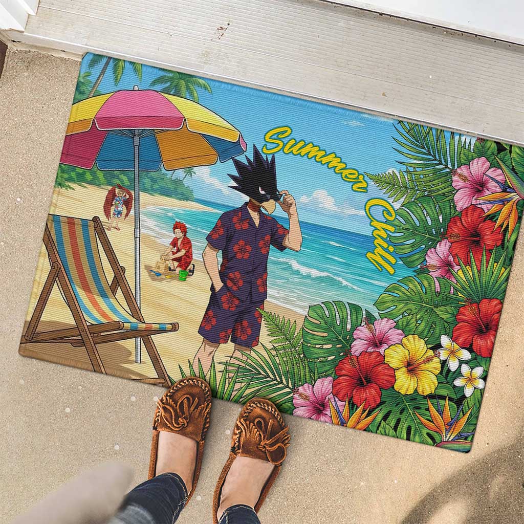 Fumikage Tokoyami Summer Chill Rubber Doormat Tropical Anime Beach Mood