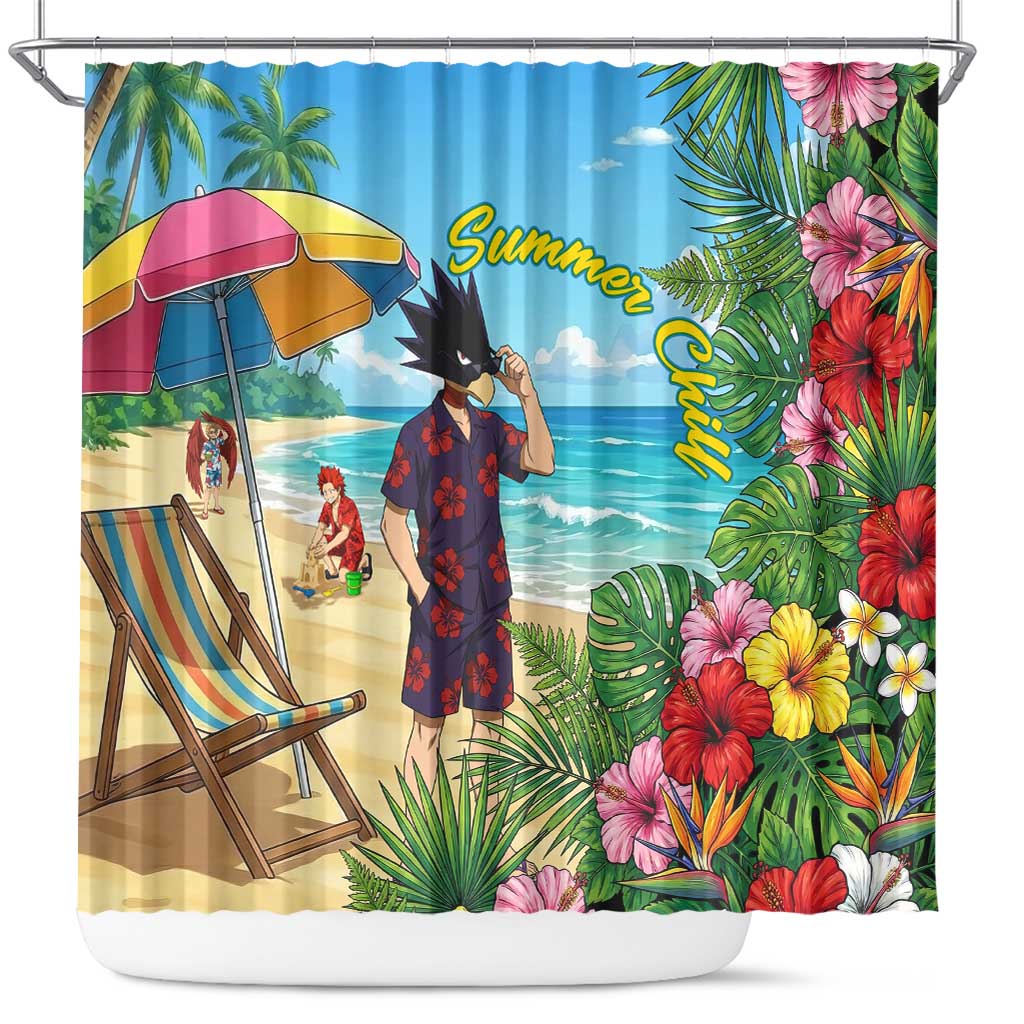 Fumikage Tokoyami Summer Chill Shower Curtain Tropical Anime Beach Mood