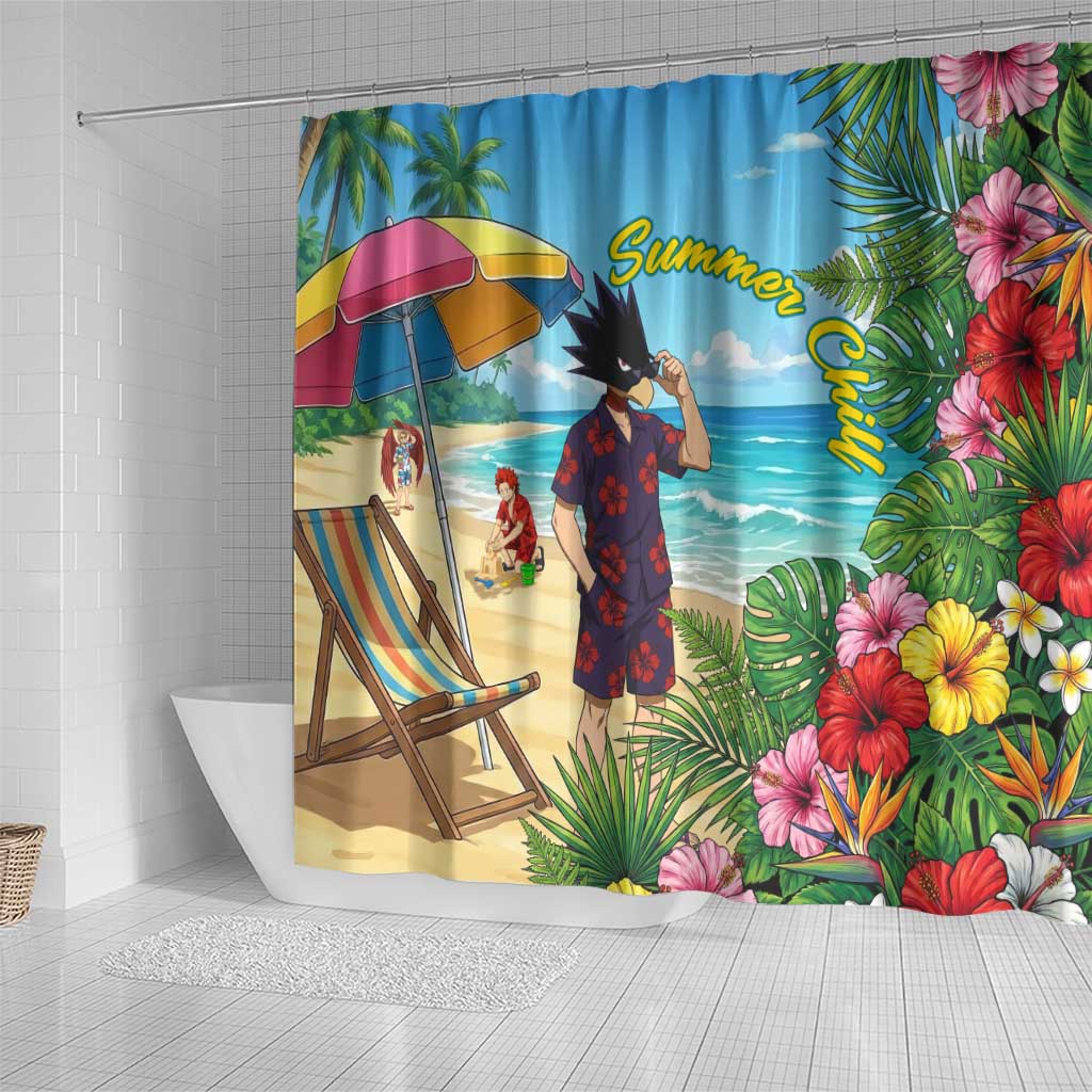 Fumikage Tokoyami Summer Chill Shower Curtain Tropical Anime Beach Mood