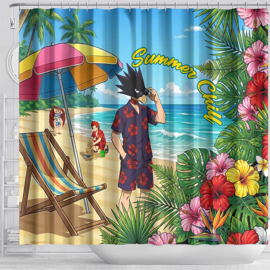 Fumikage Tokoyami Summer Chill Shower Curtain Tropical Anime Beach Mood