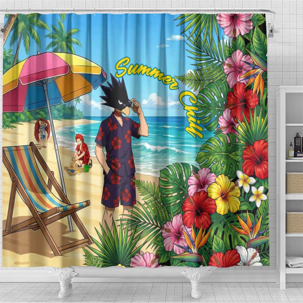 Fumikage Tokoyami Summer Chill Shower Curtain Tropical Anime Beach Mood