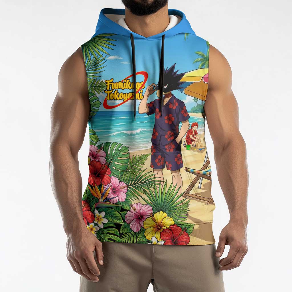 Fumikage Tokoyami Summer Chill Sleeveless Hoodie Tropical Anime Beach Mood