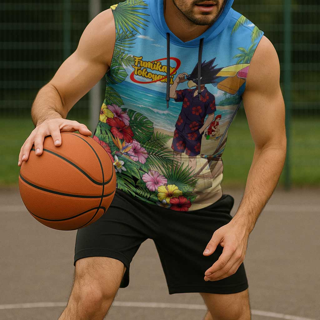 Fumikage Tokoyami Summer Chill Sleeveless Hoodie Tropical Anime Beach Mood