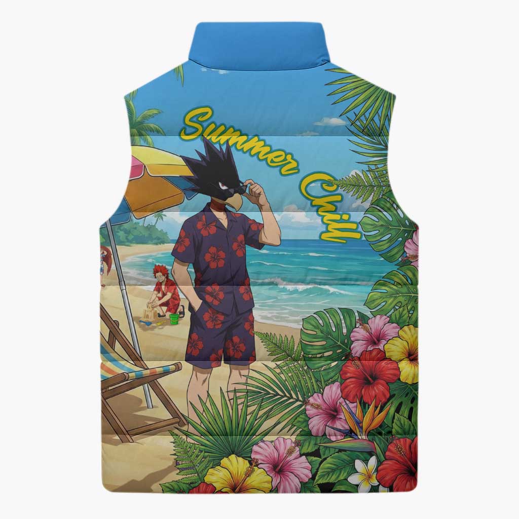 Fumikage Tokoyami Summer Chill Sleeveless Puffer Jacket Tropical Anime Beach Mood