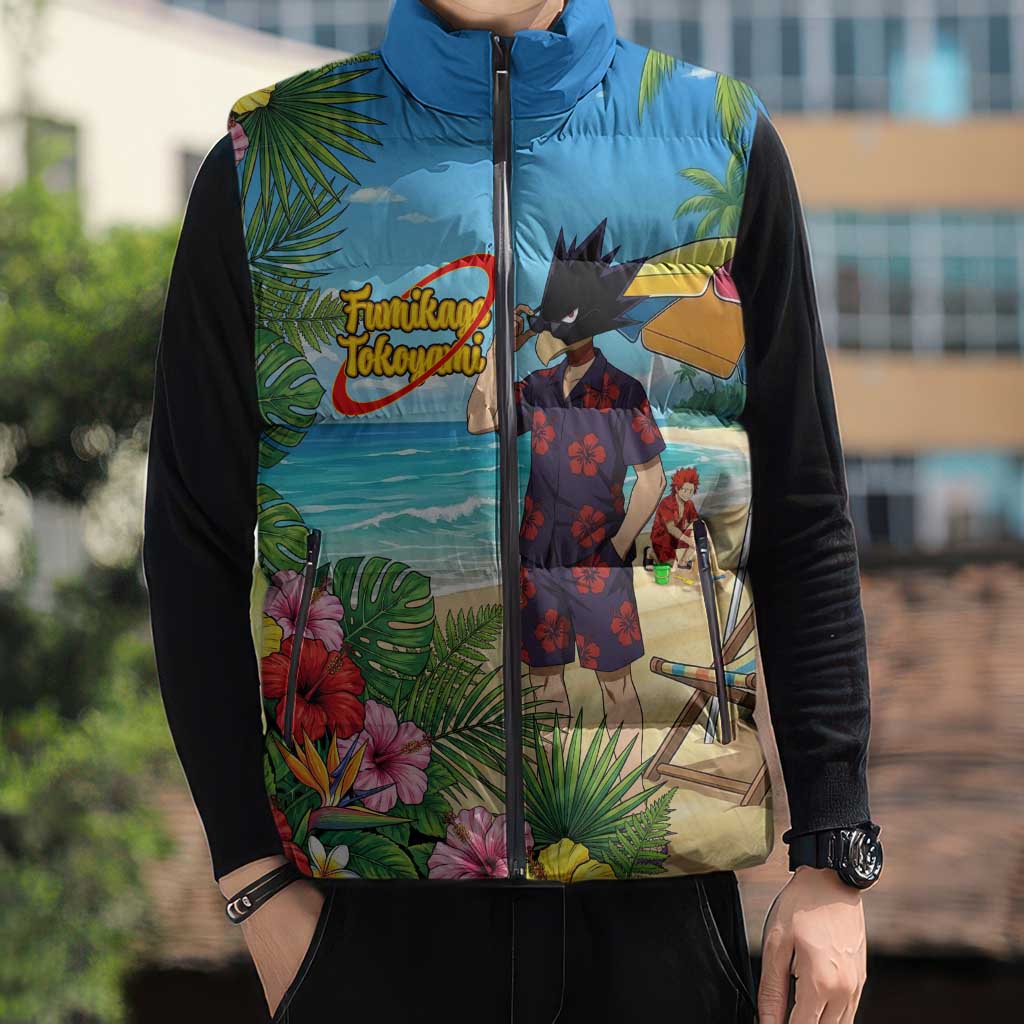 Fumikage Tokoyami Summer Chill Sleeveless Puffer Jacket Tropical Anime Beach Mood
