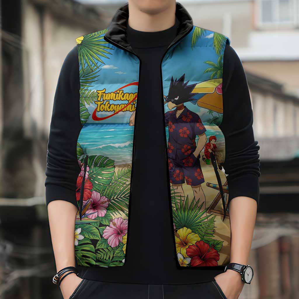 Fumikage Tokoyami Summer Chill Sleeveless Puffer Jacket Tropical Anime Beach Mood