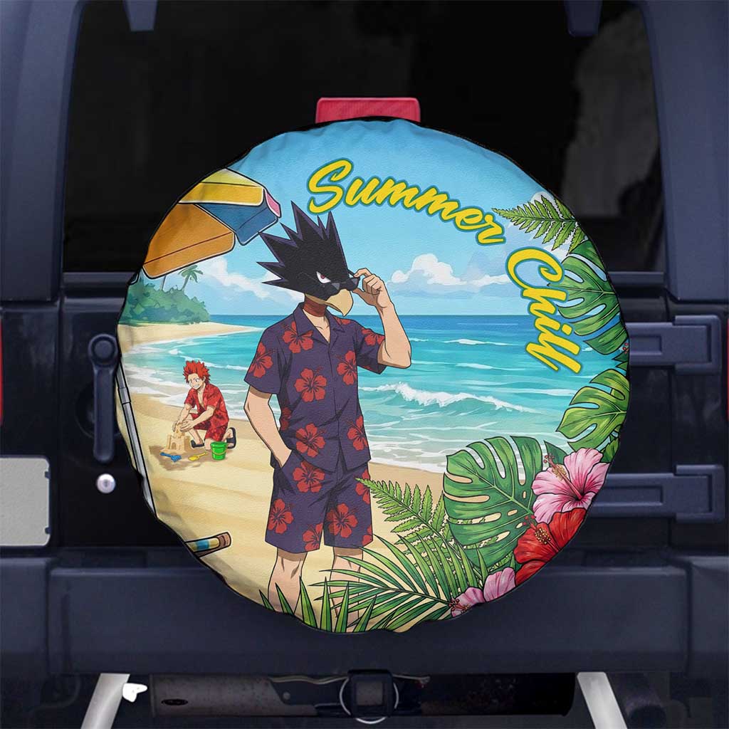 Fumikage Tokoyami Summer Chill Spare Tire Cover Tropical Anime Beach Mood