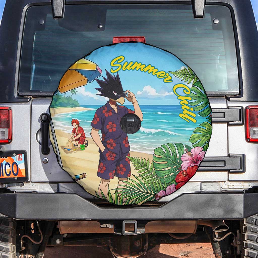 Fumikage Tokoyami Summer Chill Spare Tire Cover Tropical Anime Beach Mood