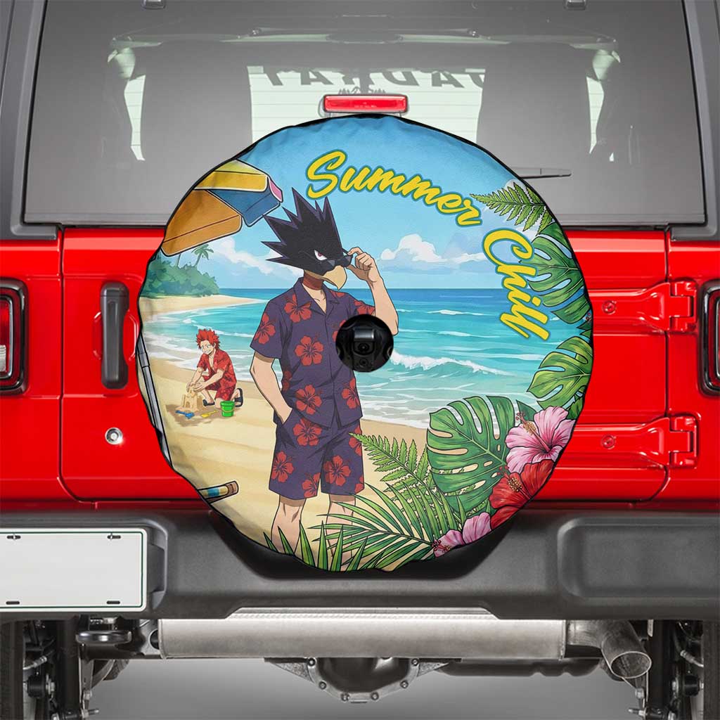 Fumikage Tokoyami Summer Chill Spare Tire Cover Tropical Anime Beach Mood