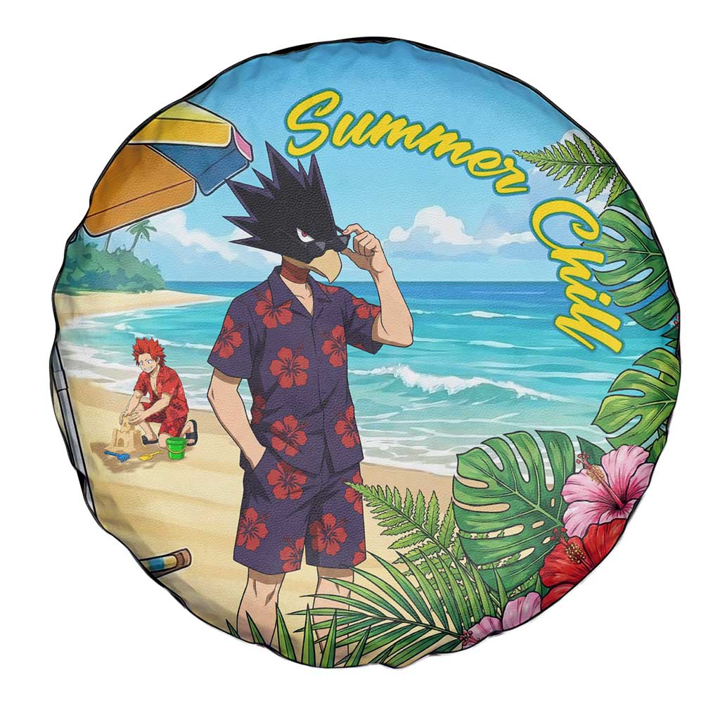 Fumikage Tokoyami Summer Chill Spare Tire Cover Tropical Anime Beach Mood