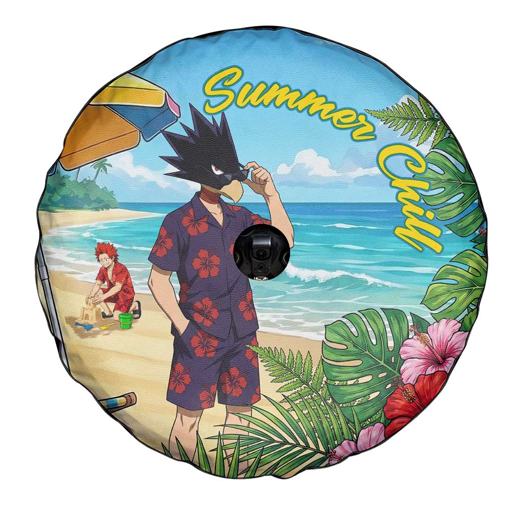 Fumikage Tokoyami Summer Chill Spare Tire Cover Tropical Anime Beach Mood