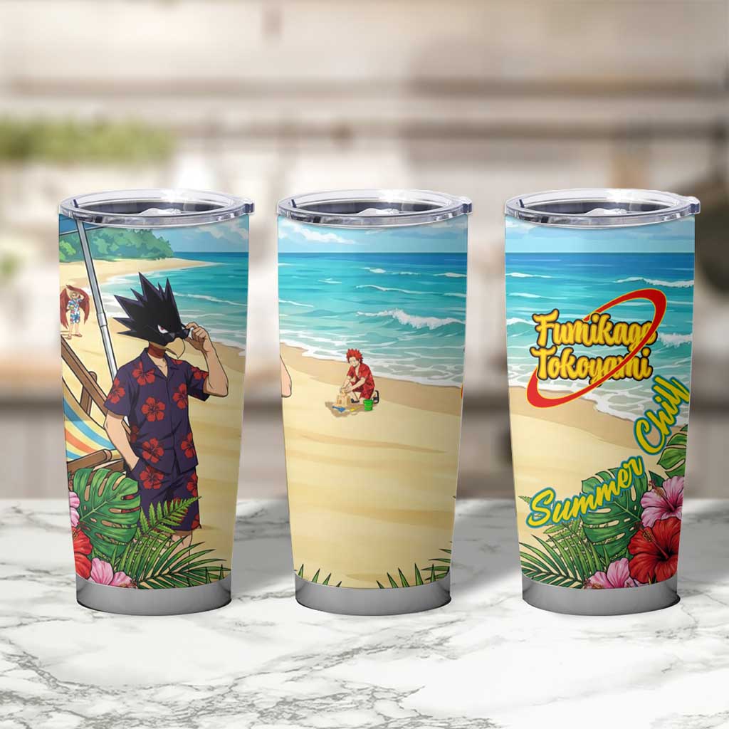 Fumikage Tokoyami Summer Chill Tumbler Cup Tropical Anime Beach Mood