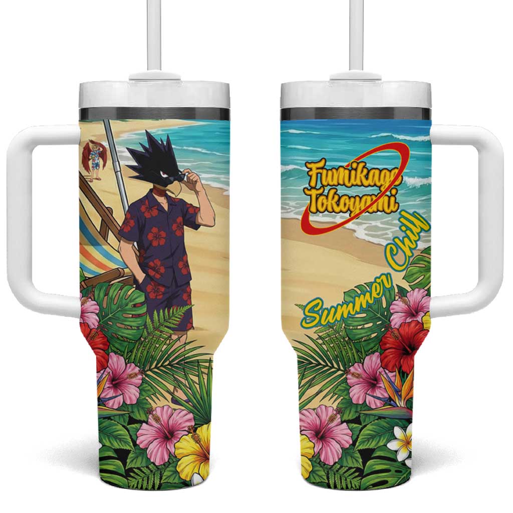 Fumikage Tokoyami Summer Chill Tumbler With Handle Tropical Anime Beach Mood