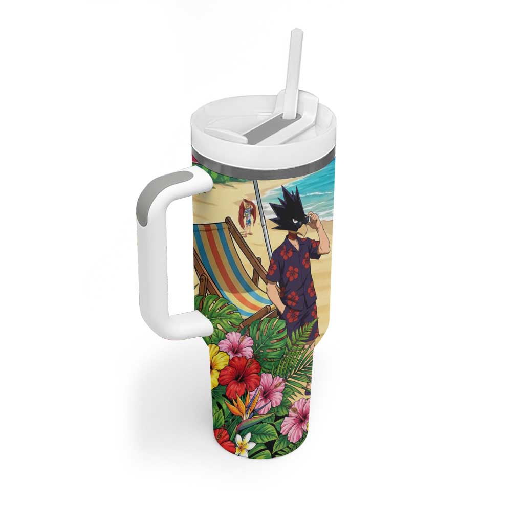 Fumikage Tokoyami Summer Chill Tumbler With Handle Tropical Anime Beach Mood