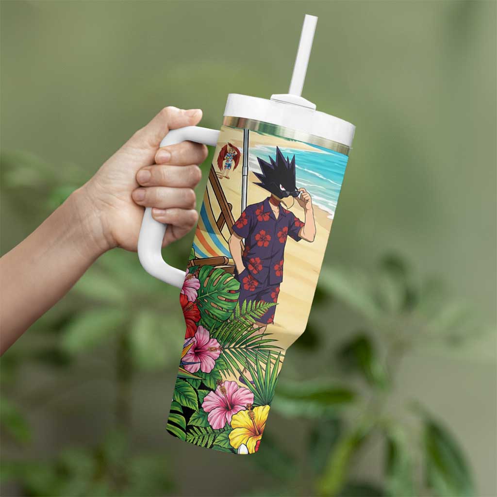 Fumikage Tokoyami Summer Chill Tumbler With Handle Tropical Anime Beach Mood