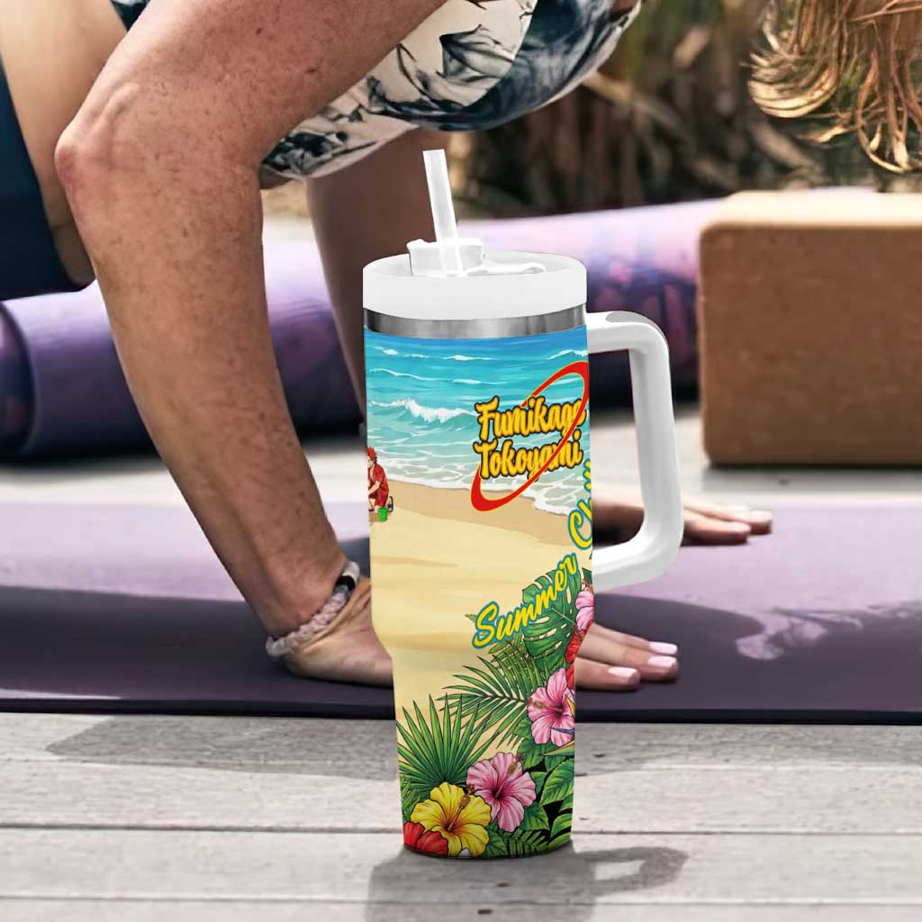 Fumikage Tokoyami Summer Chill Tumbler With Handle Tropical Anime Beach Mood