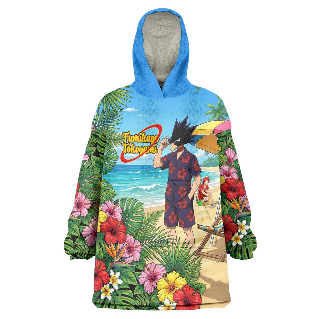 Fumikage Tokoyami Summer Chill Wearable Blanket Hoodie Tropical Anime Beach Mood