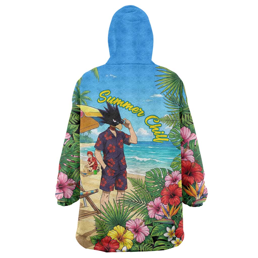 Fumikage Tokoyami Summer Chill Wearable Blanket Hoodie Tropical Anime Beach Mood