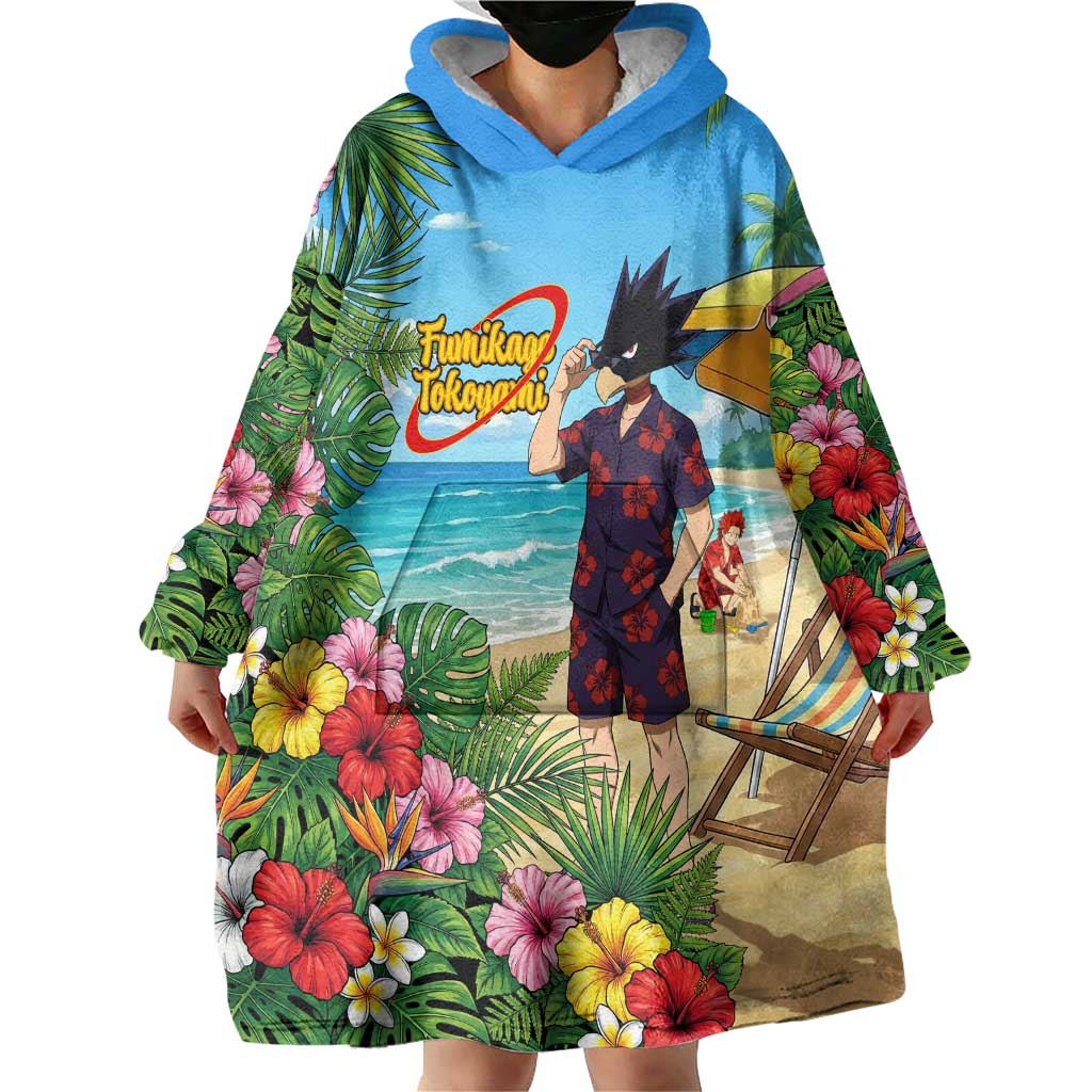 Fumikage Tokoyami Summer Chill Wearable Blanket Hoodie Tropical Anime Beach Mood