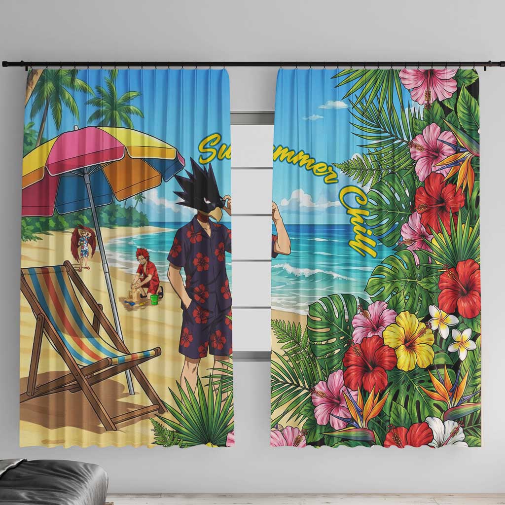 Fumikage Tokoyami Summer Chill Window Curtain Tropical Anime Beach Mood