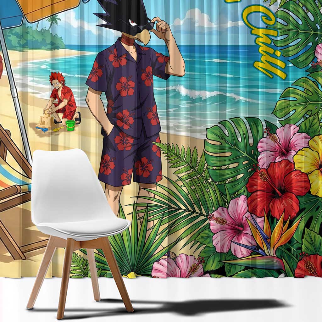 Fumikage Tokoyami Summer Chill Window Curtain Tropical Anime Beach Mood