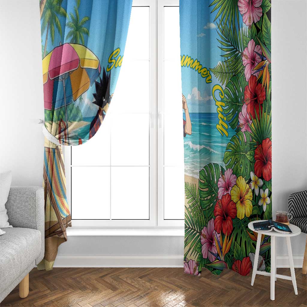 Fumikage Tokoyami Summer Chill Window Curtain Tropical Anime Beach Mood