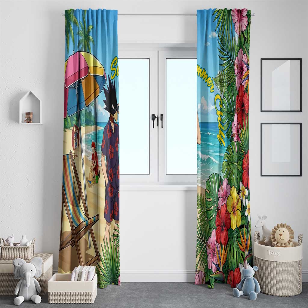 Fumikage Tokoyami Summer Chill Window Curtain Tropical Anime Beach Mood