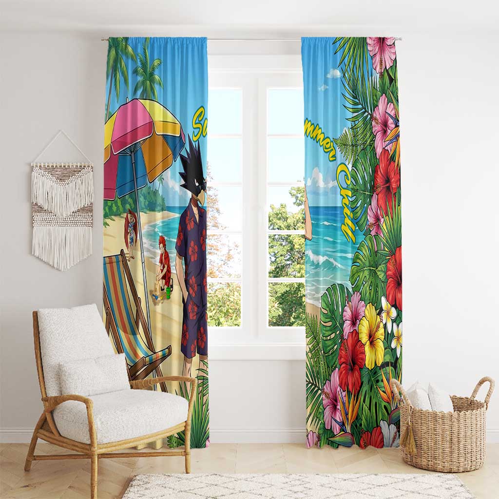 Fumikage Tokoyami Summer Chill Window Curtain Tropical Anime Beach Mood