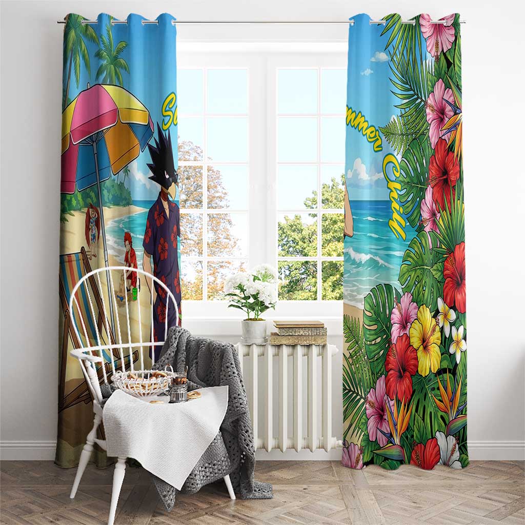Fumikage Tokoyami Summer Chill Window Curtain Tropical Anime Beach Mood