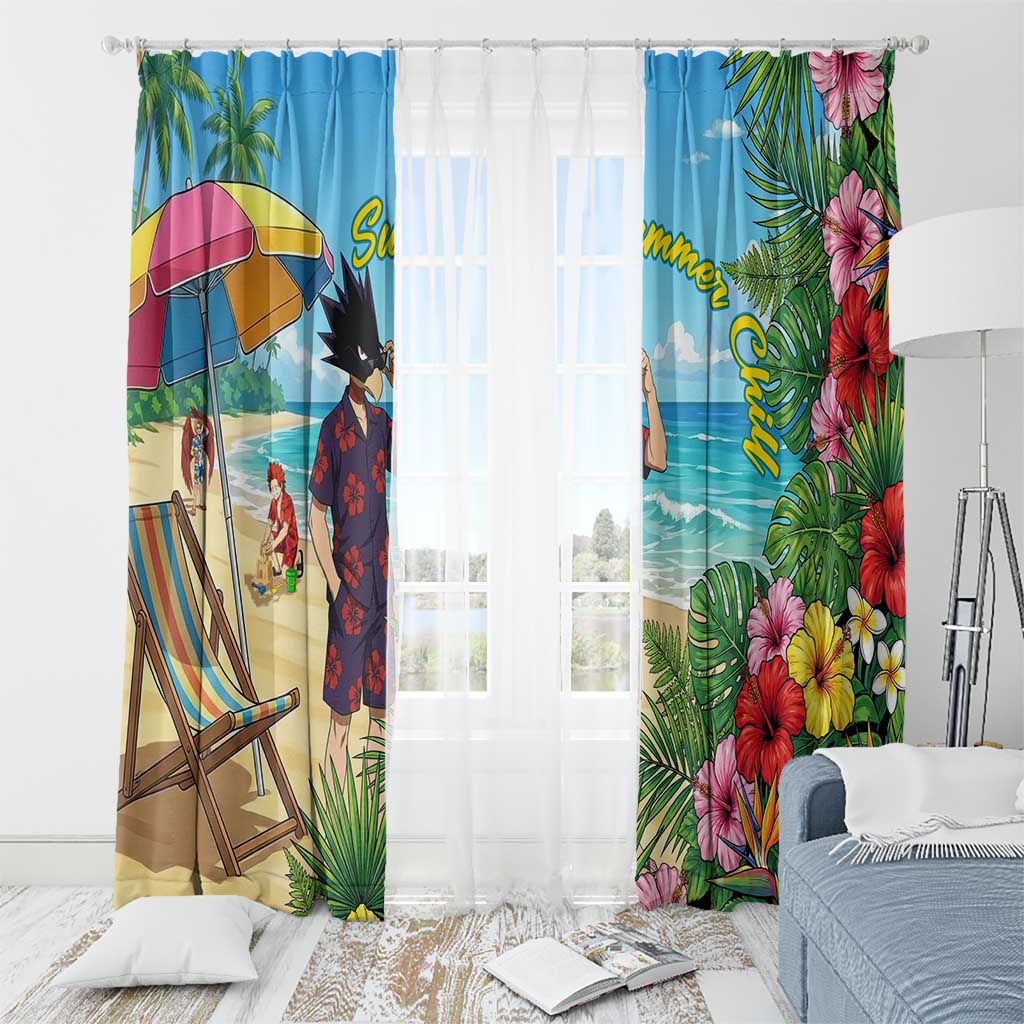 Fumikage Tokoyami Summer Chill Window Curtain Tropical Anime Beach Mood