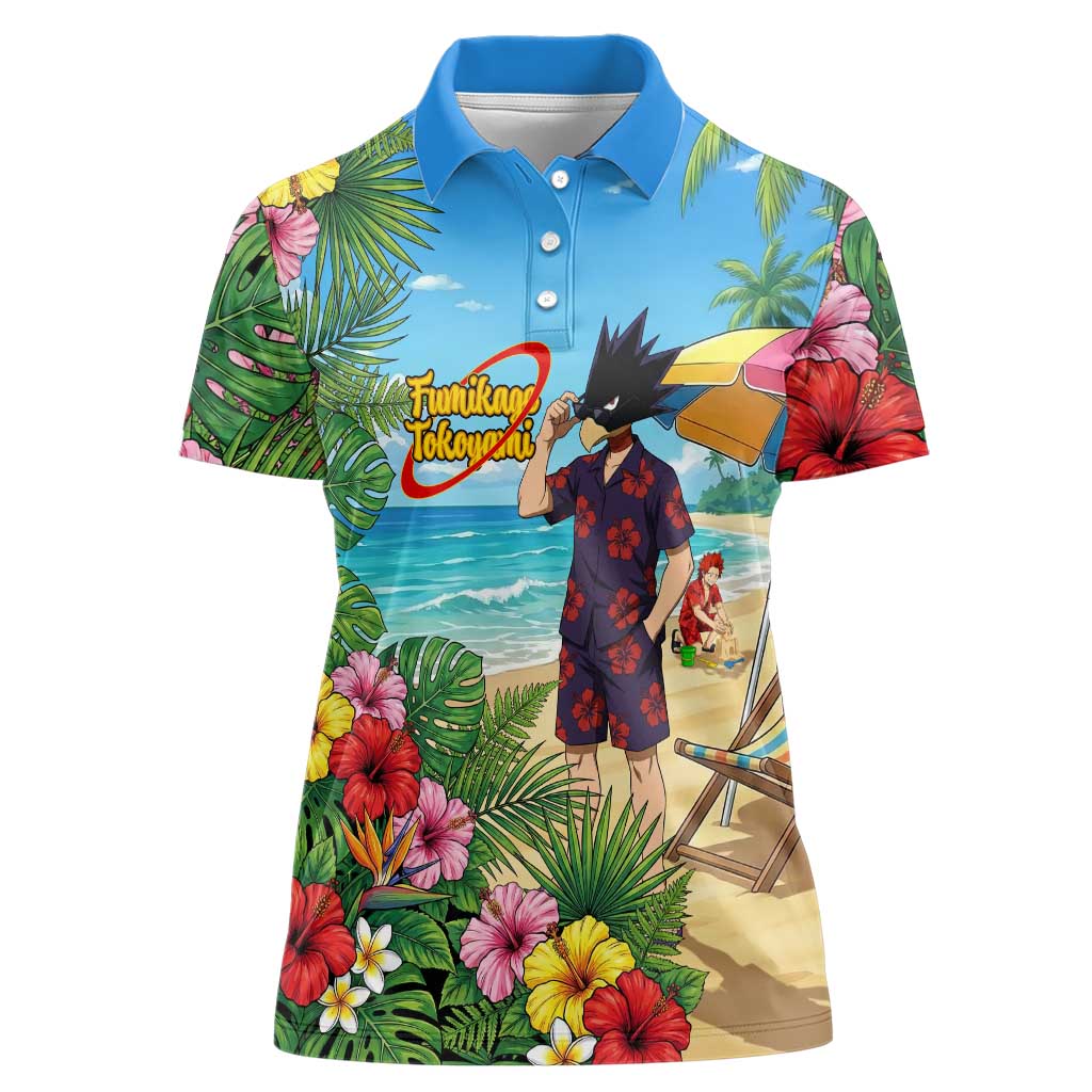 Fumikage Tokoyami Summer Chill Women Polo Shirt Tropical Anime Beach Mood