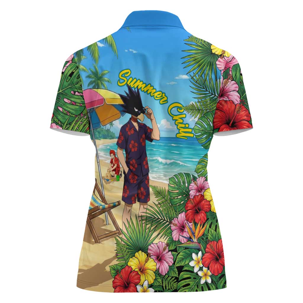 Fumikage Tokoyami Summer Chill Women Polo Shirt Tropical Anime Beach Mood