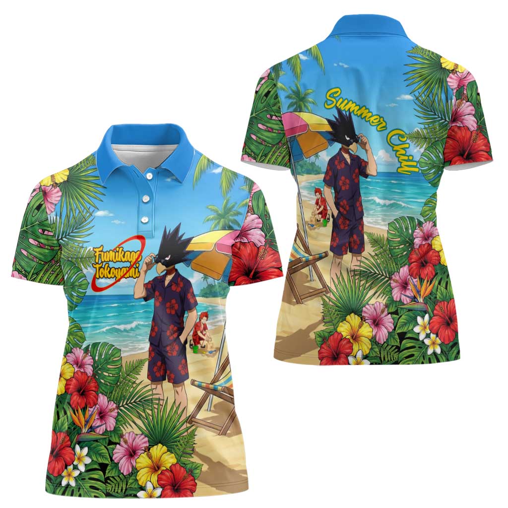 Fumikage Tokoyami Summer Chill Women Polo Shirt Tropical Anime Beach Mood