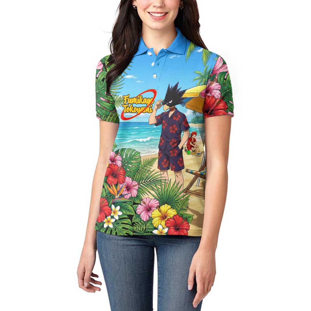 Fumikage Tokoyami Summer Chill Women Polo Shirt Tropical Anime Beach Mood