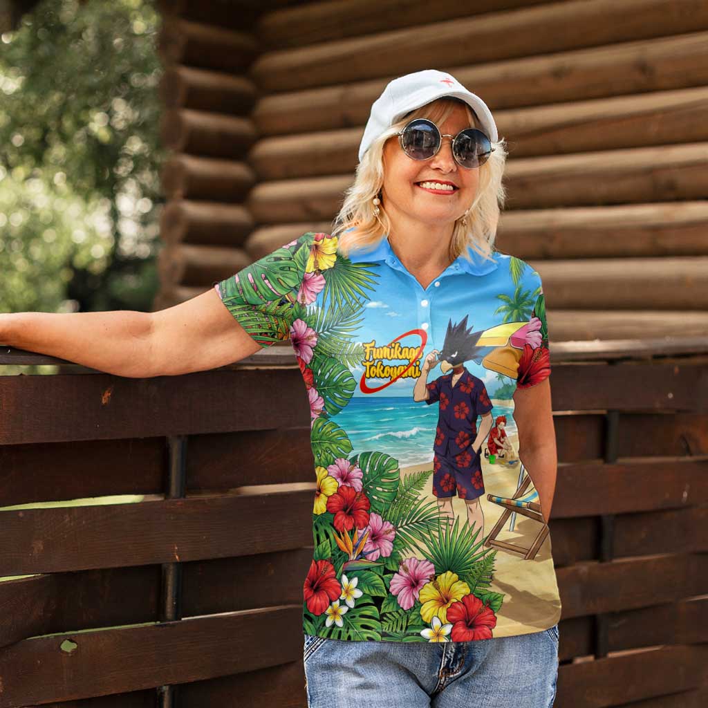 Fumikage Tokoyami Summer Chill Women Polo Shirt Tropical Anime Beach Mood