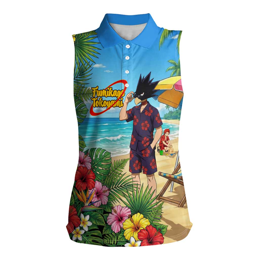 Fumikage Tokoyami Summer Chill Women Sleeveless Polo Shirt Tropical Anime Beach Mood