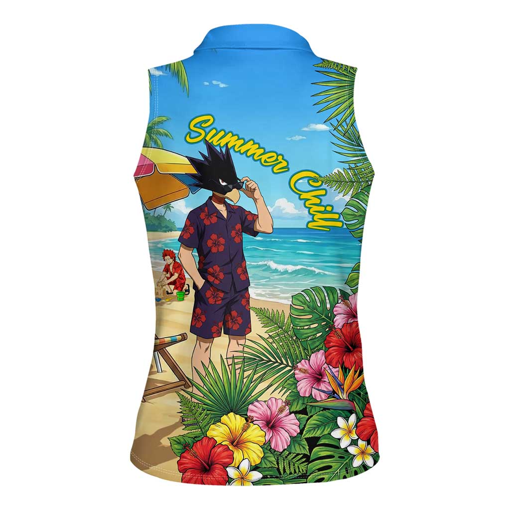 Fumikage Tokoyami Summer Chill Women Sleeveless Polo Shirt Tropical Anime Beach Mood