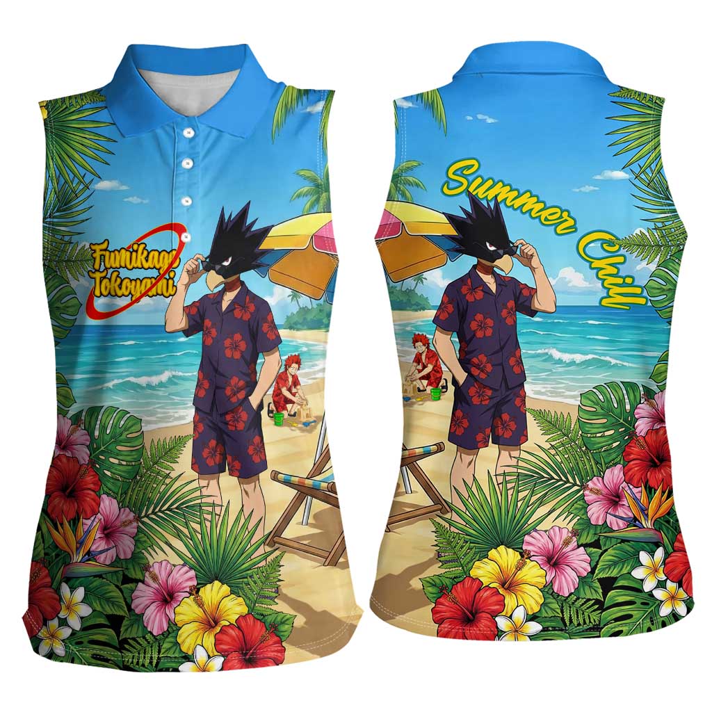 Fumikage Tokoyami Summer Chill Women Sleeveless Polo Shirt Tropical Anime Beach Mood