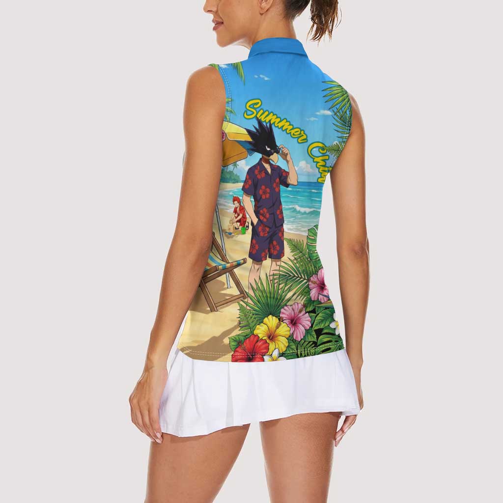 Fumikage Tokoyami Summer Chill Women Sleeveless Polo Shirt Tropical Anime Beach Mood