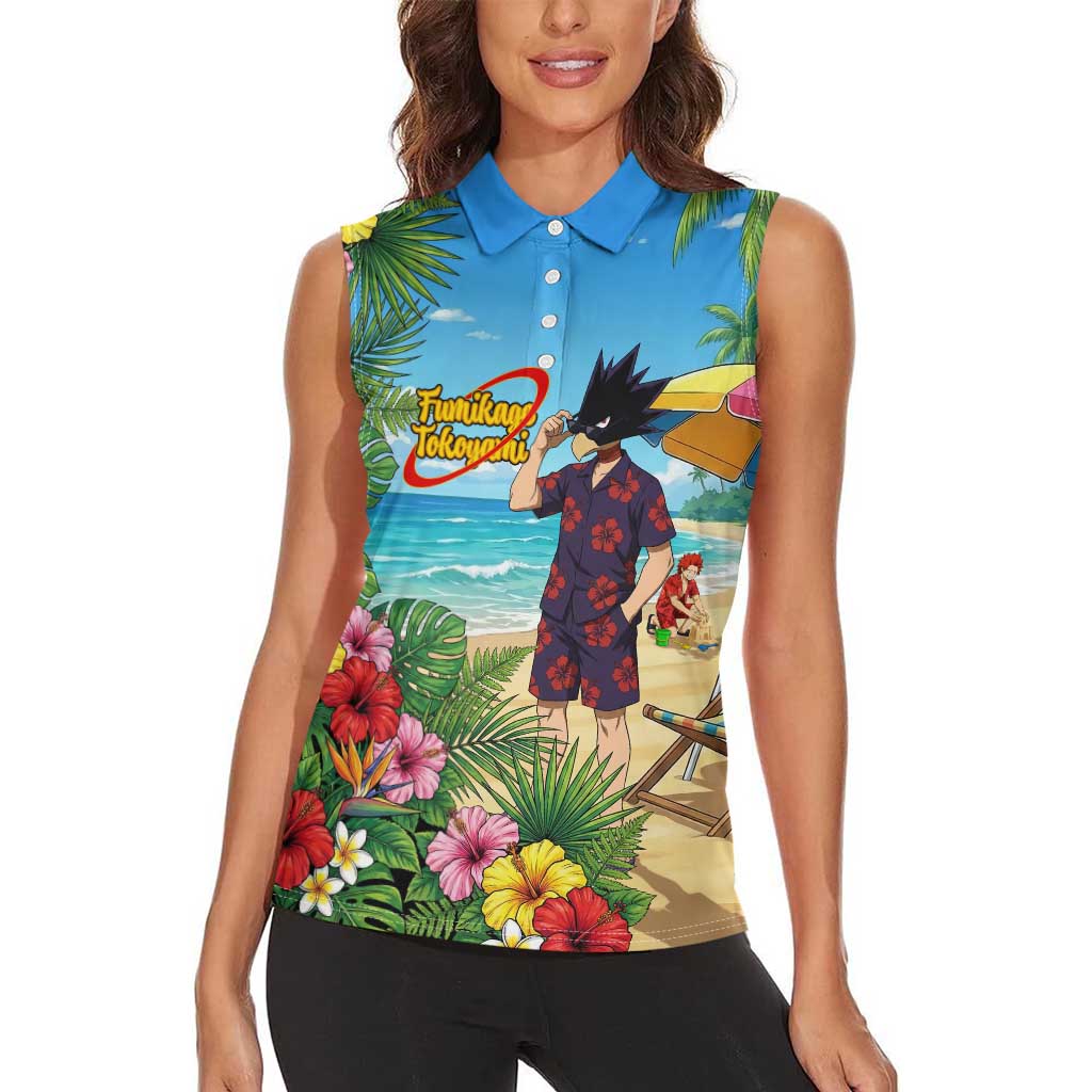 Fumikage Tokoyami Summer Chill Women Sleeveless Polo Shirt Tropical Anime Beach Mood
