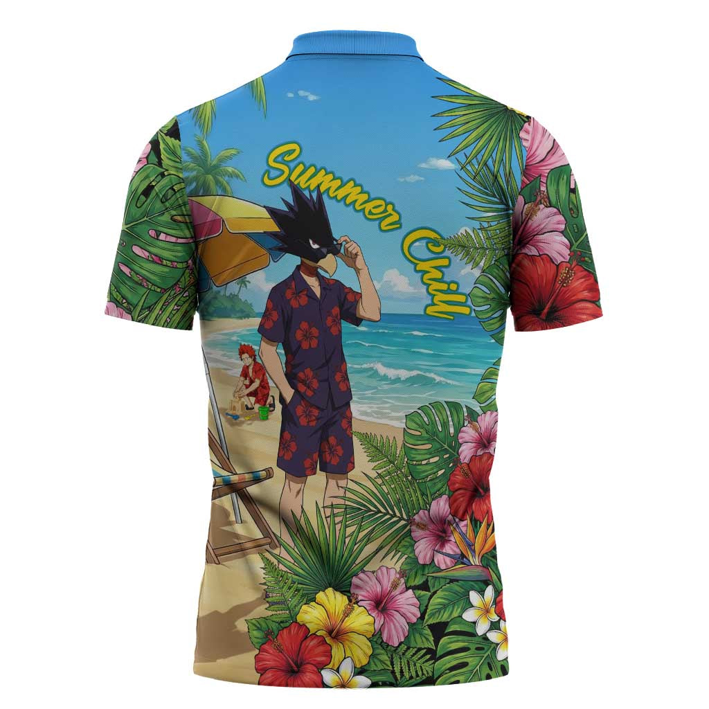 Fumikage Tokoyami Summer Chill Zipper Polo Shirt Tropical Anime Beach Mood