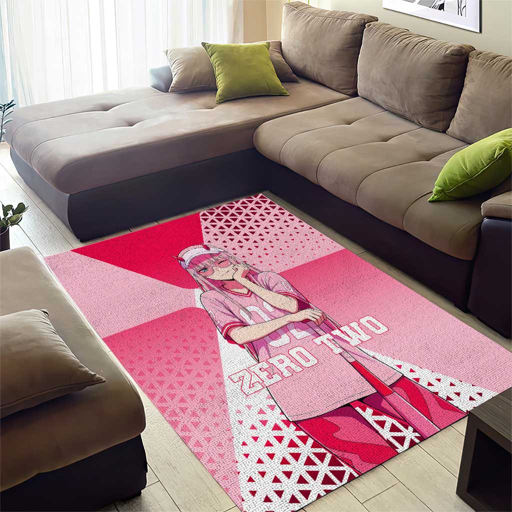 Zero Two Area Rug Retro Baseball Anime Style