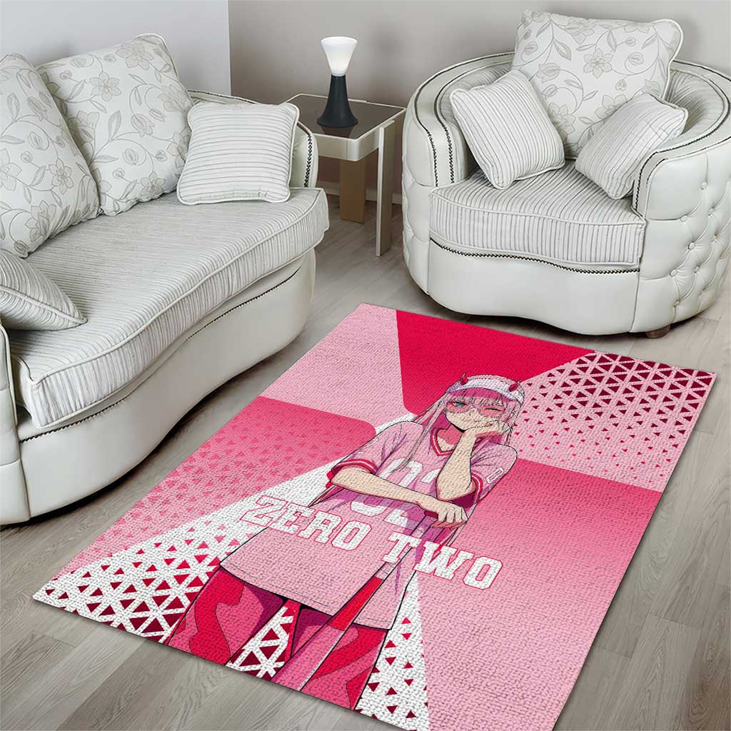 Zero Two Area Rug Retro Baseball Anime Style