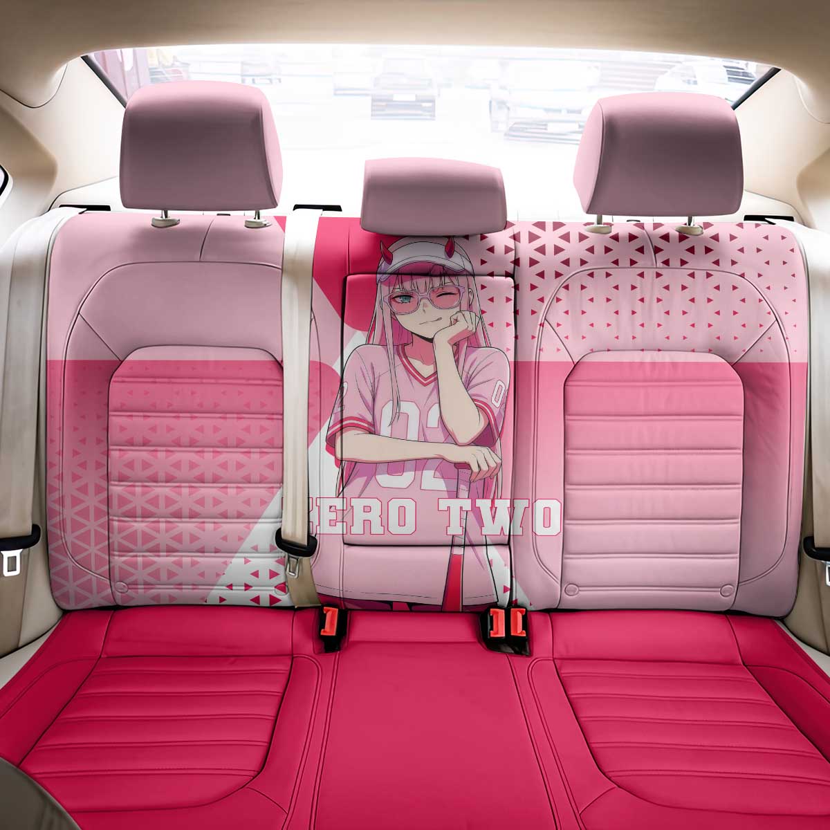 Zero Two Back Car Seat Cover Retro Baseball Anime Style