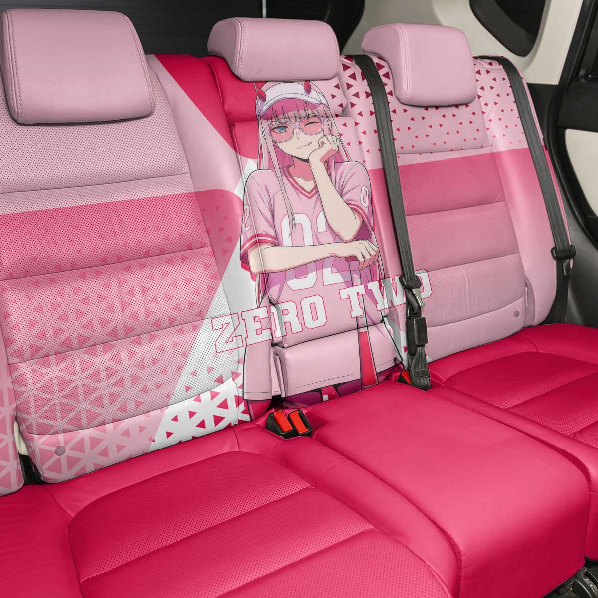 Zero Two Back Car Seat Cover Retro Baseball Anime Style