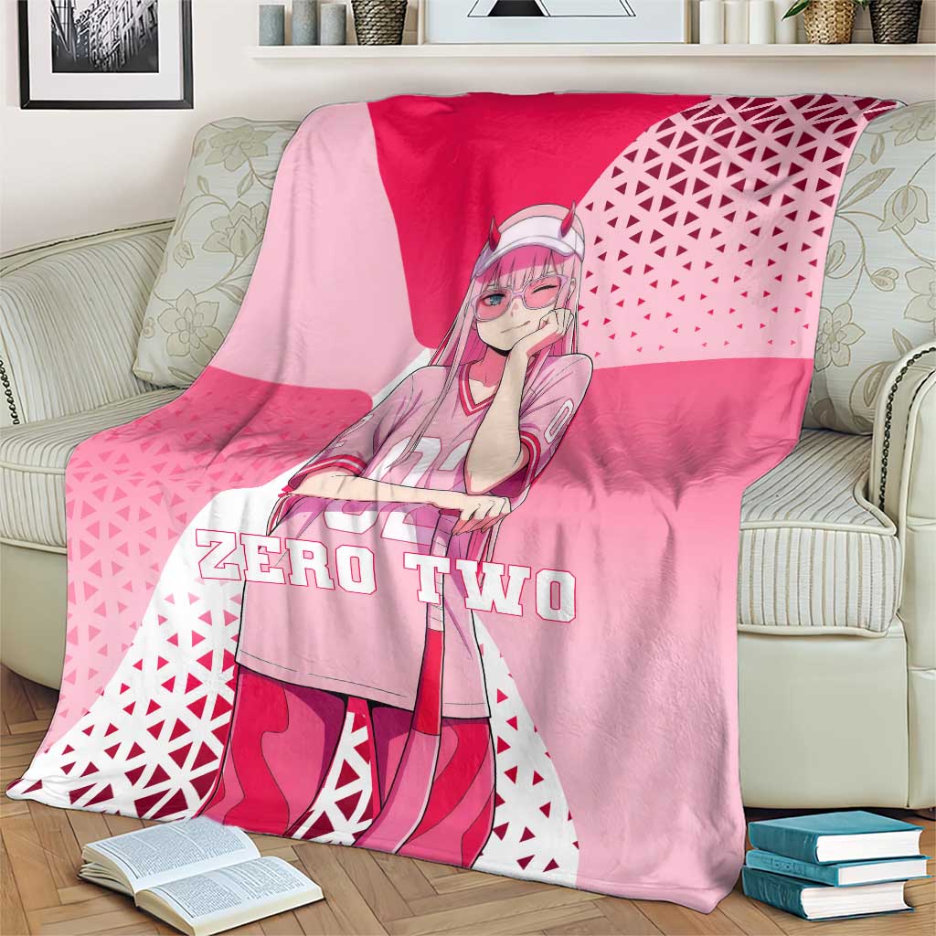 Zero Two Blanket Retro Baseball Anime Style
